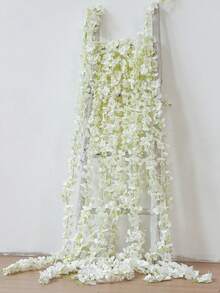 4pcs/7pcs Silk Cherry Blossom Vine, Suitable For Valentine's Day, Bridal Bouquet, Autumn Decor, Wedding, Home, Restaurant, Bedroom, Holiday, Birthday Party, Outdoor Garden. (Flowers Made Of Silk, Stems Made Of Plastic. Please Do Not Pull Hard To Avoid Flower Detachment) - White - View 4