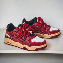 Men's Fashion Lace-Up Sneakers Plus Size, Non-Slip, Durable, Skateboarding Shoes-Skateboarding-Comfortable, Suitable For Outdoor Activities. - Màu Đỏ Sâu - Xem 2