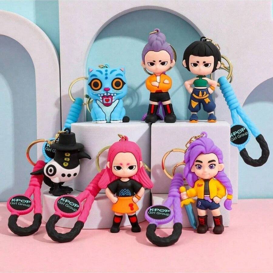 DOBBLE Cartoon Anime K-Pop Wizard Plastic Keychain, Anime Character Cat ...