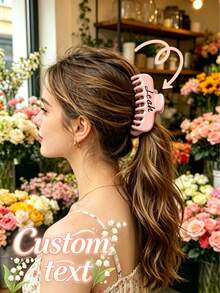 1pc Customizable Cream-Colored Hair Clip - Personalized Engraved Side Hair Clip, You Can Customize Name Or Inspirational Text, Minimalist Cream Texture, Durable Metal Spring, Perfect Daily Hair Accessory, Unique Birthday And Graduation Gift For Girls, Teens And Girl - one-size - View 1