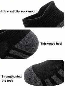 1/3/5 Pairs Men's Sports Socks, Basketball Socks, Soccer Socks, Invisible Socks, White Socks, Ankle Socks, Black Socks, Low-Cut Socks, Ankle Socks, Double-Layer Anti-Slip Design, Moisture-Wicking, Soft And Breathable, Suitable For Business Casual, Outdoor Sports, College Style, All-Season Daily Wear, Suitable For Gym, Autumn Invisible Socks And Ankle Socks - Multicolor - View 6
