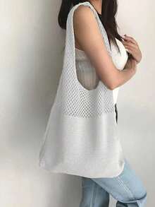 Hollow Crochet Bag, Large Capacity Shopping Bag, Women's Woven Shoulder Bag - Multicolor - View 2