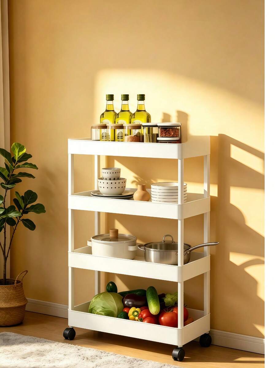 Estante de Almacenamiento Multiusos, Carrito Organizador con Ruedas, Estantes Para Recamara, Estante De Almacenamiento La Cocina, Color blanco, Compact Design Saves Space, Bathroom, Bedroom, Office, Warehouse, Garage, Easy to Assemble, Día de las Madres, Día del Niño, Vacaciones Semana Santa.