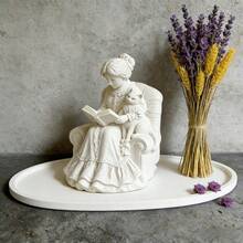 Cubulo 3D復古女人與貓閱讀矽膠模具，易脫模樹脂模具，DIY蠟燭愛書人居家裝飾禮物 - 與貓咪閱讀書籍矽膠模具 - 查看 6
