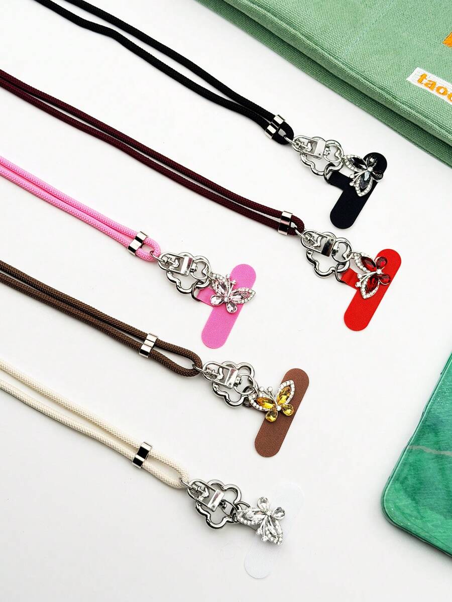Mặt dây chuyền hình bướm trang trí, dây đeo điện thoại, dây đeo chéo túi sáng tạo, thích hợp cho du lịch ngoài trời, leo núi, mua sắm, tránh mất điện thoại, rảnh tay, phụ kiện điện thoại. - Nhiều màu - Xem 1