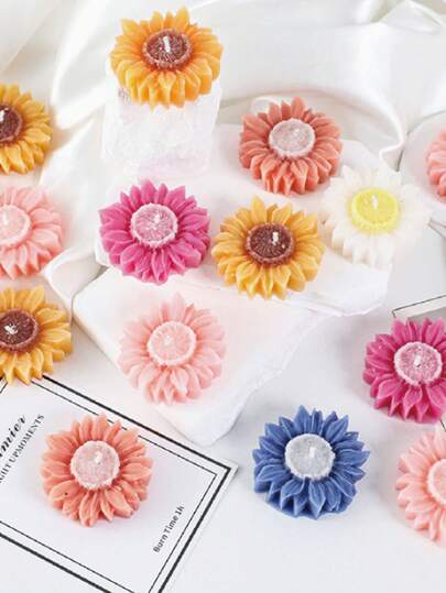 8pcs Summer Sunflower Scented Candles, Nordic Ins Style Minimalist High-End Atmosphere Home Decor, Photography Props, Suitable For Wedding/Birthday/Party/Souvenir/Gift/Festival/Couple/Housewarming/Shooting/Restaurant/Picnic/Outdoor/Living Room