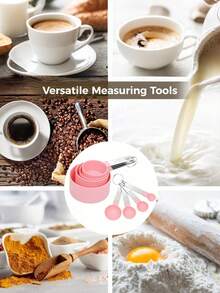 1/4/8pcs Measuring Cup And Spoon Set | Graduated Measuring Spoons | Coffee, Flour Specific And Handle Measuring Spoons | Stackable Measuring Cups And Spoons | Cooking And Baking Tools | Kitchen Cooking And Baking Utensils | Home And School Essential Kitchen Gadgets - Multicolor - View 4