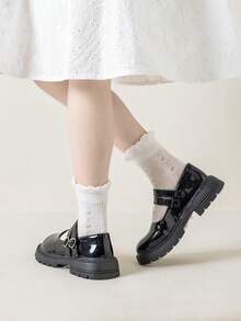 5 Pairs Girls' Socks, Lightweight & Breathable, White Princess Style, Sweet & Cute Student Socks For Daily School Wear - White - View 6