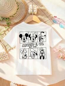Mickey And His Friends Are Printed On Disney Women's T-Shirts, And There Are Cartoon Patterns Of Art Lines On Both Sides. This Soft And Breathable T-Shirt With Short Sleeves And Round Neck Is Very Suitable For Spring And Summer Wear, And It Is For Daily Wear, Holiday Leisure And Outdoor Adventure. - trắng - Xem 3