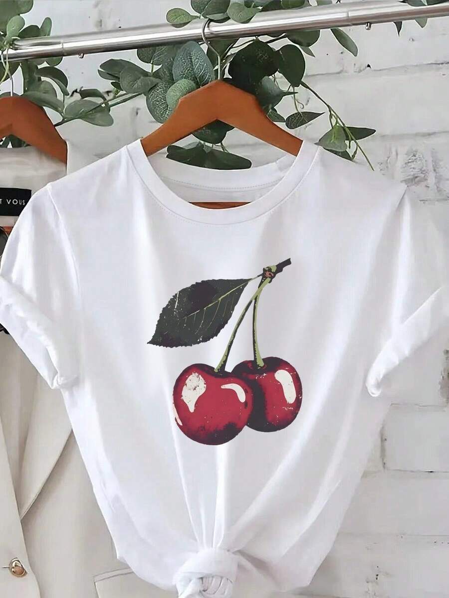 Camiseta de modara mujer con mangas cortas y cuello redondo con letras