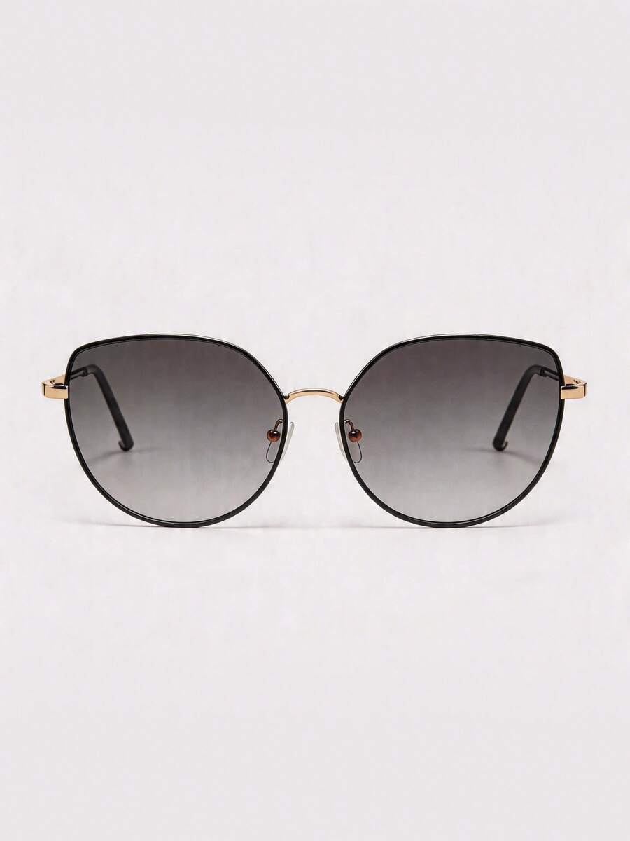 Visivana 1 Pair Cat Eye Metal Copper-Tone Gradient Lens Fashion Glasses For Women, Suitable For Daily Street Style, Tropical Beach Vacation, Fits All Face Shapes, Summer Family Travel Accessory
