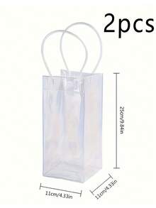 Thick Transparent Ice Bag Tote, Chilled PVC Wine & Champagne Gift Bag Suitable For Picnics, Portable Ice Bag For Handling And Chilling Wine Bottles And Champagne Glasses - Multicolor - View 8