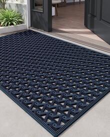 Front Door Mat Outside Entrance Rubber Welcome Floor Mats, Doormat Heavy Duty Non Slip, Dirt Trapper Waterproof Exterior Entry Mats For Patio Entryway Drainage,Home Decor - 藍色 - 查看 10