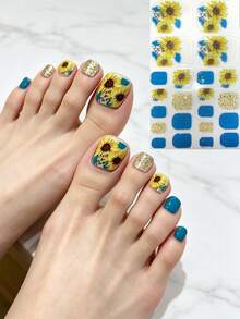 New Summer Toe Nail Art Stickers, Plant & Floral Designs, Letter Patterns, Chrysanthemum Nail Decals - Multicolor - View 1