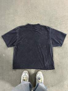 Men's Vintage Distressed Snowflake & Letter Print Washed Short Sleeve T-Shirt, Spring/Summer - Royal Blue - View 2