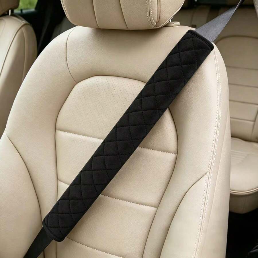 1 peça de protetor de ombro macio para cinto de de carro, 40 cm de comprimento, universal para sedãs, caminhões, ônibus, veículos de construção, para todas as estações. - ombreiras com padrão de diamante - Ver 1