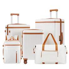 Tidal flash 5 Pieces Travel Suitcase Set (20/24/28 Inch) + Backpack + Duffel Bag, Hard Shell Suitcase With TSA Lock ,Durable Travel Luggage With 360° Quiet Spinner Wheels ,Travel Essentials For Men For Women Vacation , Business Trip ,Family Vacations,Cruise Essentials ,Large Capacity Travel Essential Travel Accessories Travel Organizer Travel Stuff, Spring Outings - Elegant White - View 11