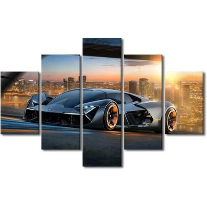 Luxury Car Canvas Paintings Hypercar Men Boys Bedroom Wall Art Speedy Racing Car Contemporary Home Decor Sports Car Game Room Wall Art Modern Artwork Ready To Hang For Living Room Office, 60"Wx40"H