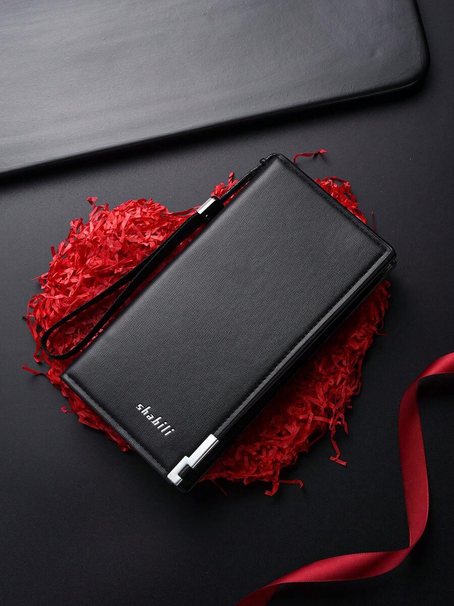SHABILI Men's Wallet, Creative Mid-Length Slim Bifold, Large Capacity Business Card Holder - Black - View 1