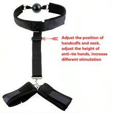 BDSM Bondage Handcuffs Mouth Gag SM Neck Hand Cuff Bondaged Restraint Fetish Adjustable  Adult Sex Toys For Men Women Couples Pleasure - 1PC - 查看 6