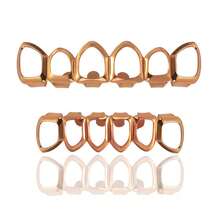 1 Set Classic Hollow-Out 6-Tooth Smooth Dental Grillz, Funny Party Accessory, Photography Prop - Multicolor - View 9