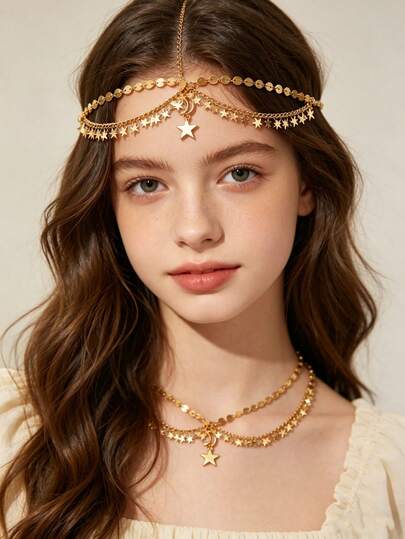 1 chiếc dây cài tóc đính sequin cổ điển thanh lịch - Thích hợp cho các bữa tiệc và lễ hội, phụ kiện tóc kim loại dành cho bé gái, số lượng ngẫu nhiên các chuỗi dây cài tóc hình tròn, trang sức tóc, phong cách Y2K, đám cưới