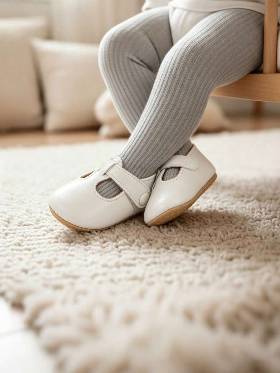 Giày búp bê Mary Jane cho bé gái sơ sinh, đế mềm chống trơn trượt, thích hợp làm giày công chúa dự tiệc cưới. - trắng - Xem 1