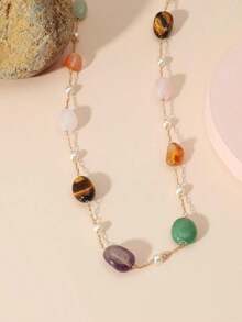 1pc Natural Stone Necklace For Women, Suitable For Daily, Holiday & Party Wear - Nhiều màu - Xem 3