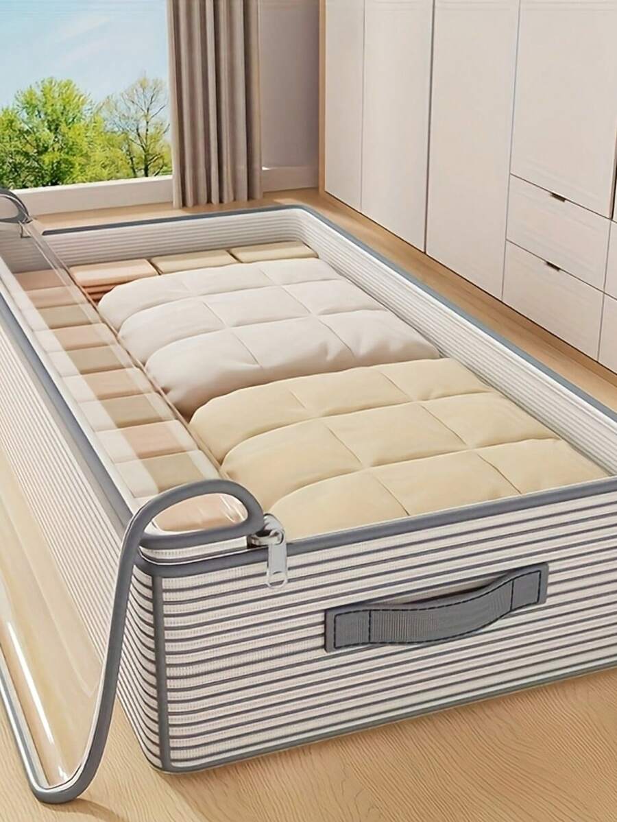 1pc Large Capacity Garment Storage Bag With Flip Cover & Transparent Window, High Capacity Clothing Organizer Bag Suitable For Wardrobe, Under Bed Or Travel, Especially For Girls' Clothing - Multicolor - View 1