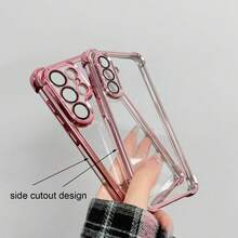 Galaxy S26 Ultra/S25 Ultra A56 Luxury Electroplated Four-Corner Anti-Drop Transparent Soft Phone Case - Pink - View 8