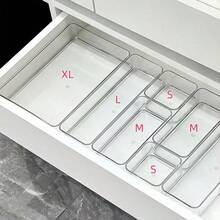 12/7/4/1 件装透明抽屉盒，带隔层的化妆品收纳盒，适合存放化妆品、办公用品和日常用品，是送给女士的理想夏季礼物，也可作为房间装饰。 - 查看 5
