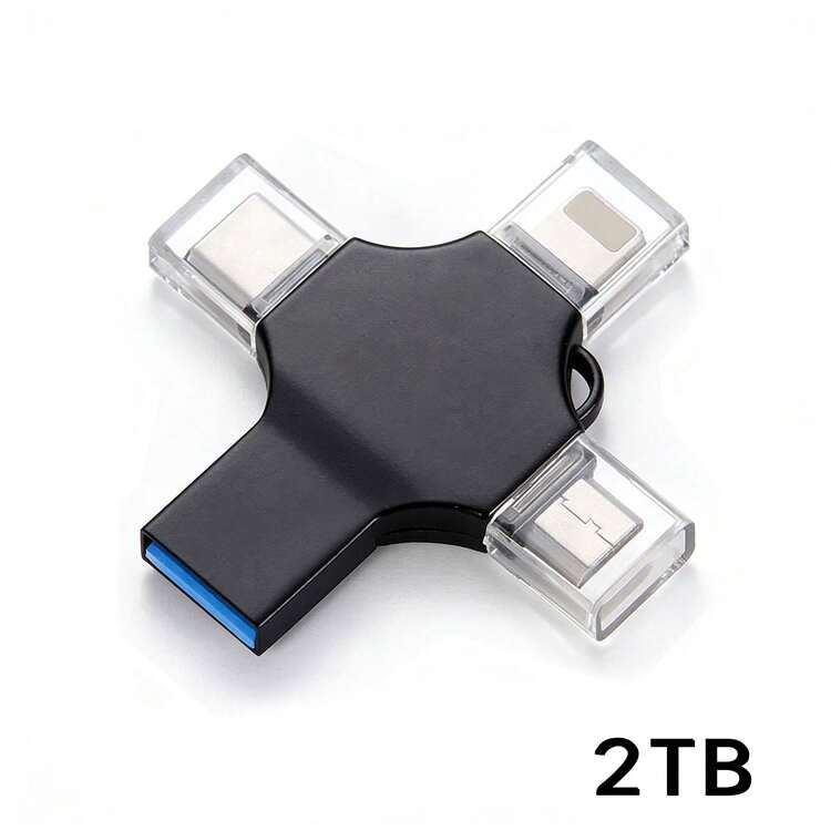 2TB 4-In-1 USB Flash Drive, Memory Stick, External Storage, Compatible With Smartphones/IPod/Computers/IOS & Android/PC - View 11