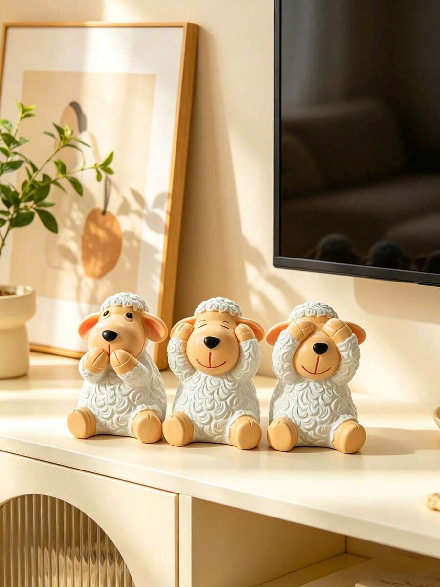 1 Tượng cừu hoạt hình bằng nhựa đáng yêu, tượng cừu ba lông mềm mại, điểm nhấn ấm áp cho bàn làm việc, giá sách, bệ cửa sổ, phòng học, vật trang trí độc đáo, món quà lý tưởng cho người yêu động vật và những người đam mê trang trí phòng. - A - Xem 1