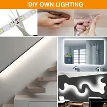 [10م/5م/3 أمتار/2م/1م] شريط إضاءة LED مرن، يعمل بالطاقة عبر USB، مفتاح مدمج، مقاوم للماء، ذاتي اللصق، تصميم قابل للقطع، مناسب للخزائن والجدران والممرات والمطبخ وإضاءة المنزل الداخلية DIY - أبيض - مشاهدة 11