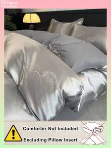 Bộ chăn ga gối Jacquard 3 món, gồm 1 vỏ chăn và 2 vỏ gối, chất liệu dệt may mềm mại và thoải mái, nhiều màu sắc để lựa chọn, phù hợp cho ký túc xá, phòng ngủ, trang trí nhà cửa đơn giản và thời trang, có thể giặt máy, không kèm ruột chăn. - Xám - Xem 2