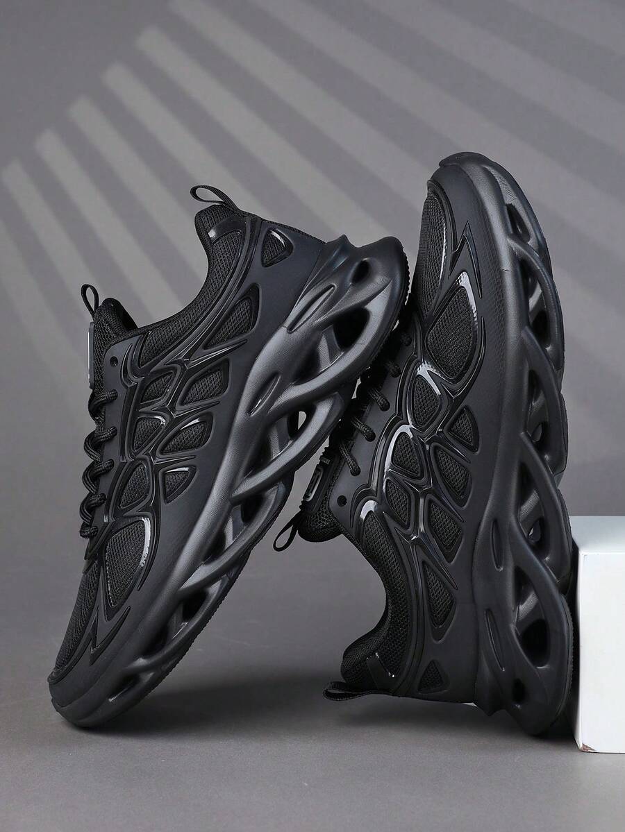Low Top Men's Sports Shoes Sneakers Men Casual Running Shoes Jogging Shoes Male Walking Shoes Daily Fashionable Footwear Tennis Streetwear - Black - View 1