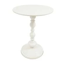 Vintage Metal End Table, Floor Standing White Round Side Table Nightstand For Bedside Or Sofa, Accent Table Decorative Small Space Living Room Bedroom Patio, Small Bar Pub Table - 15.7'' Table Top - White - View 1