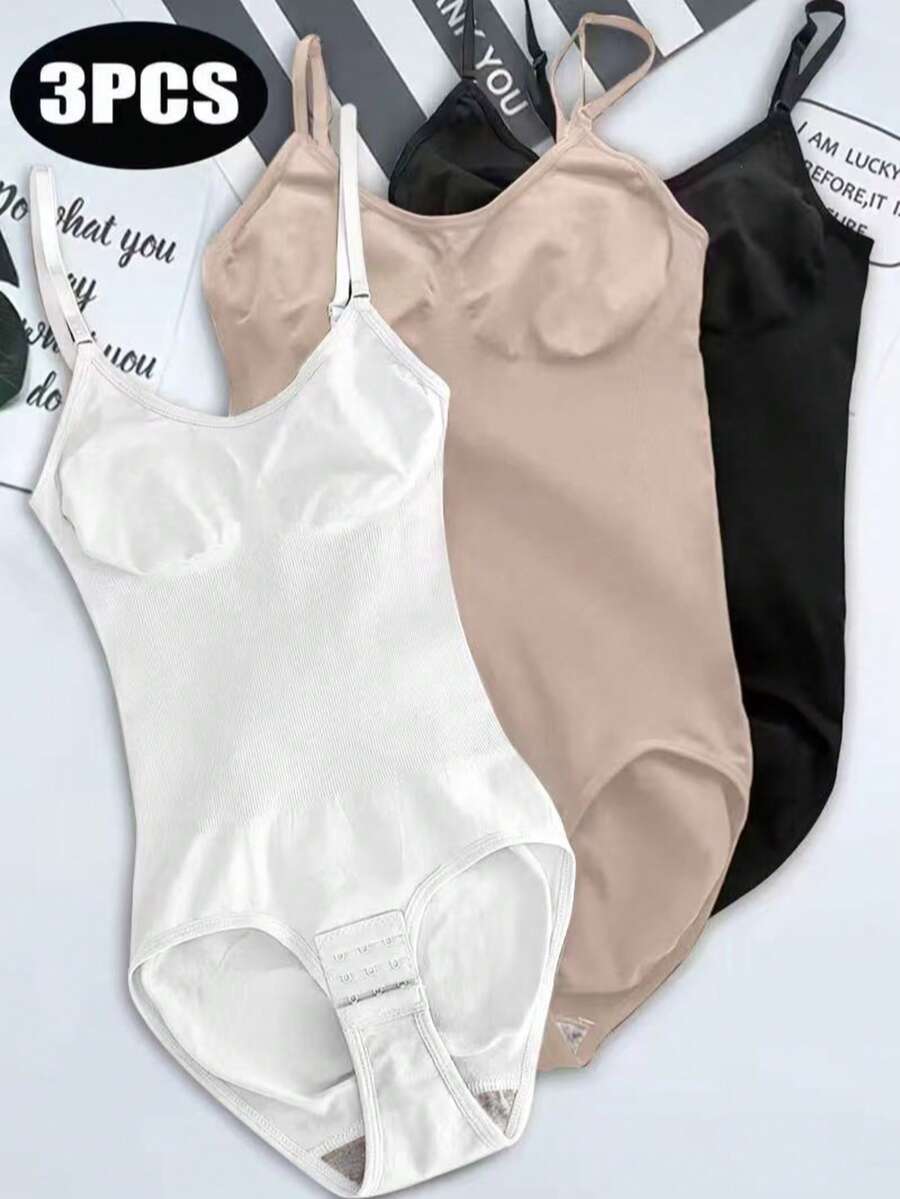 3pcs Seamless Shapewear Bodysuit, Lift Buttocks, Slim Waist, Fit Figure Elegant Summer - Multicolor - View 1