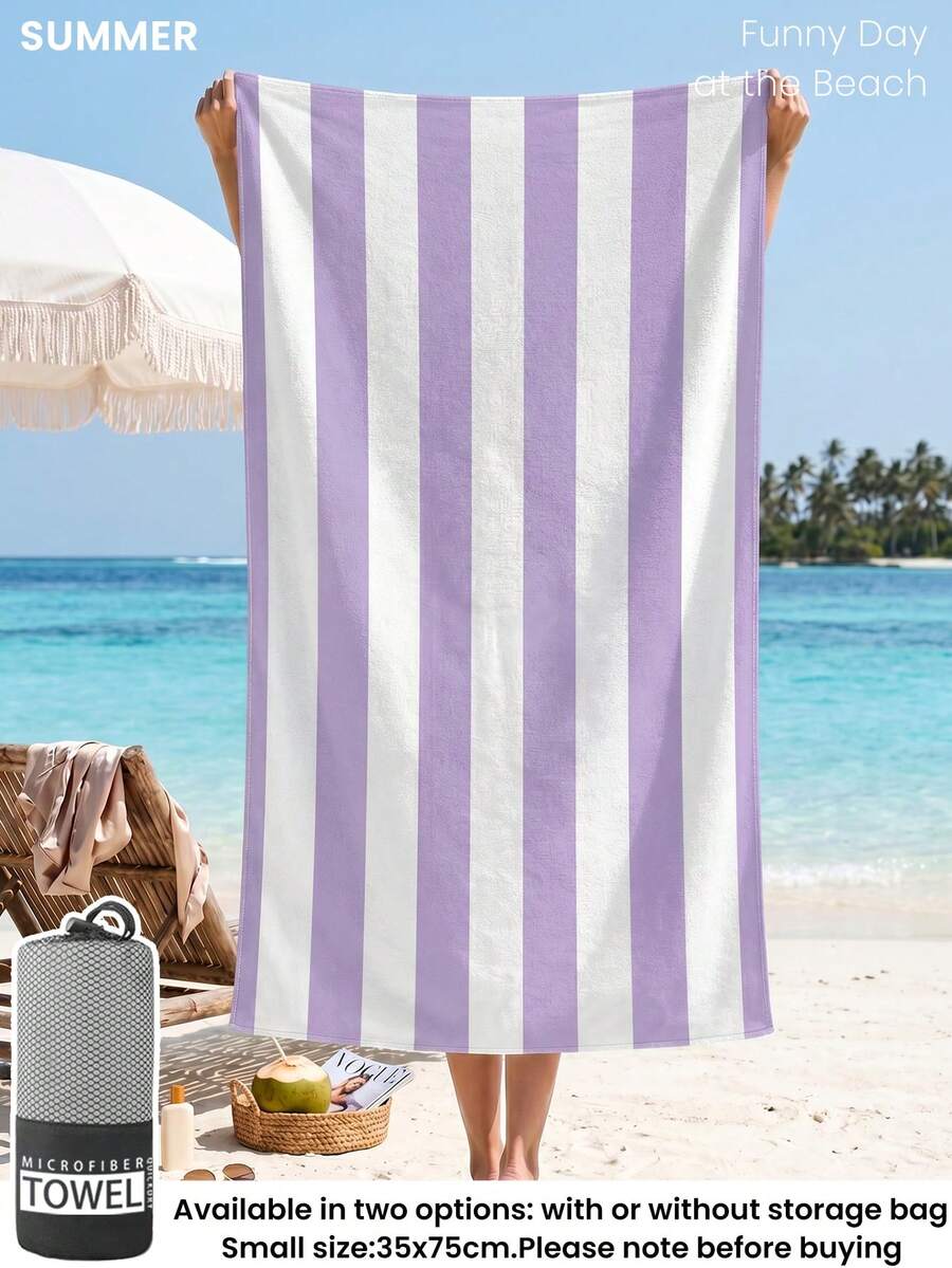 1条印花沙滩巾，可作泳巾、浴室巾、时尚沙滩毯、超强吸水浴巾，适用于浴室、游泳、健身、瑜伽等场合。柔软舒适的超细纤维材质，轻便易携，防风、防晒、防沙，适合夏季旅行度假，也可作浴室装饰。推荐常规尺寸和大号尺寸（小号35*75厘米，建议150厘米及以上）。