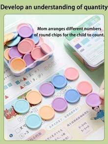 50pcs Colorful Counting Chips, Suitable For Elementary School Math Teaching Aids (Math Manipulatives) - Educational Learning Tools For Learning Addition, Subtraction, Categorization And Number Sense - A - View 5