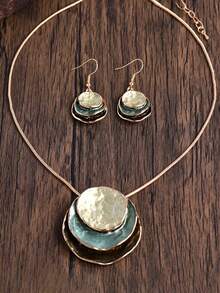 Bộ trang sức 3 món phong cách Bohemian bằng hợp kim kẽm tráng men, bao gồm vòng cổ và bông tai, món quà thanh lịch dành cho phụ nữ vào ngày Valentine, các bữa tiệc và ngày lễ, trang sức dự tiệc. - Nhiều màu - Xem 2