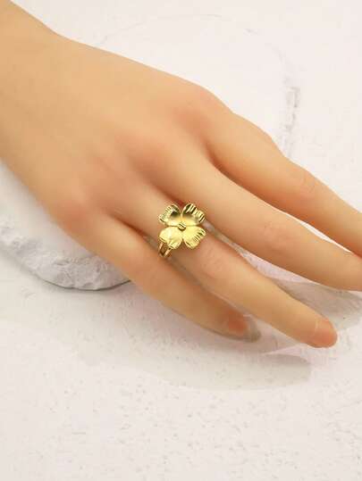 1pc Vintage Palace Style Hollow Open Design Gold Color Ring, Suitable For Daily, Party, Event Wear