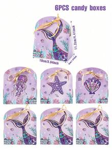 6 Stücke lila Meerjungfrau Geschenktüten mit goldenem Band, Geschenkboxen, Meerjungfrau Themenparty Zubehör, Mädchen Geburtstagsfeier Geschenkverpackungsboxen, Küchenbacken DIY Geschenkverpackungszubehör, Brautparty, Hochzeit Süßigkeiten Schokolade Bonbon Tüten, Babyparty Snack Tüten, Gender Reveal Party Dekorationen, Geburtstagsfeier Zubehör, Hochzeitsfeier Zubehör, Babyparty Dekorationen, Gender Reveal Dekorationen, Geburtstagsgeschenke - Lila Meerjungfrau - Übersicht 10
