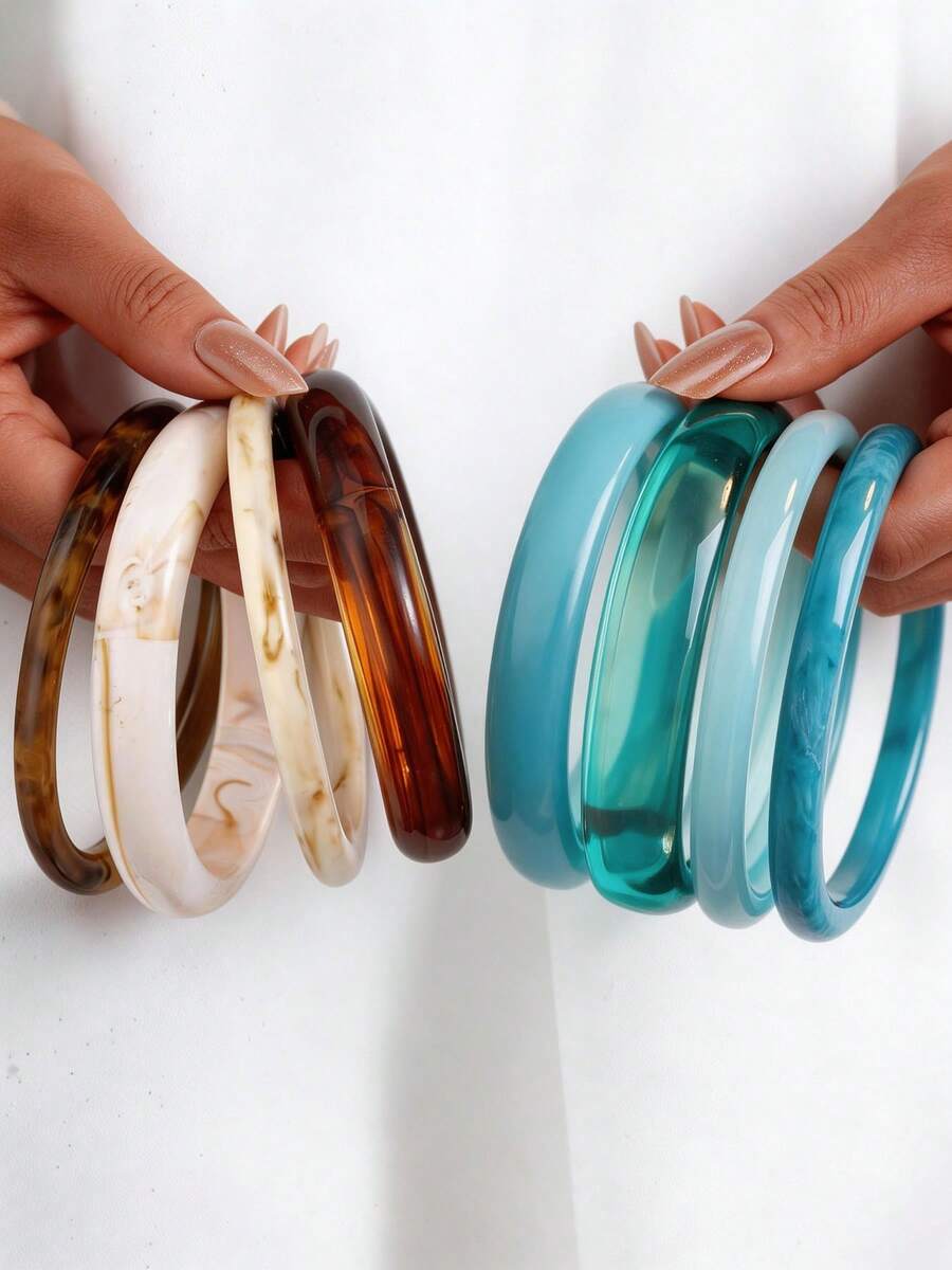 1/4pcs Vintage Elegant Minimalist ABS Resin Bracelet Set, Suitable For Women's Daily Wear, Matching Accessories For Date, Birthday, Party, Gift - Bracelet Set - View 1