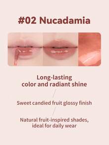 Rom&Nd 1入 3.5g Juicy Lip Tint 02 Walnut Nut 滋潤不乾澀長效棕色唇釉，適合日常通勤約會，亮面玻璃唇妝唇部彩妝 - 這果汁唇釉 02 胡桃果仁 - 查看 2