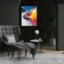 1pc Arte de Pared en Lienzo Enmarcado - Pintura Dinámica de Carrera de Trineo Bobsleigh en Azul, Rojo, Amarillo, - Decoración Deportiva Invernal para Sala de Estar, Oficina, Gimnasio - Disponible en 11.8x15.7" o 15.7x23.6" - Regalo Perfecto para Aficionados del Bobsledding, Diseño Abstracto, Obra de Color Vivosos, Plano 2D, Ideal para Decoración de Habitaciones - Enmarcado - Ver 2