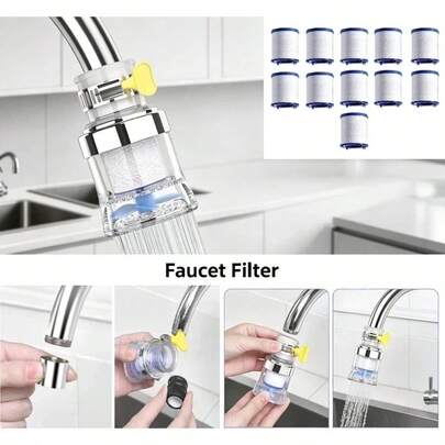 Faucet FilterReady To Use Upon Installation.Multi-Stage Filtration Structure.Transparent Visual Design For Clear Visibility Of The Filter Status.Quick-Twist Design For Easy Filter Replacement.