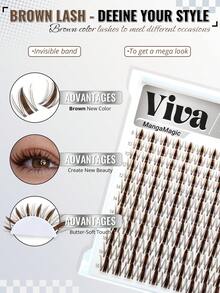 Viva | RITALASH 120PCS Manga Magic Collection Upgrade New Color - Dark Brown Lashes With Ultra-Dense, Waterproof, Long-Lasting Lashes | Fairy | Beginner-Friendly DIY Lashes For A Flawless, Voluminous Look | & Must-Have Clusters - Black - View 4