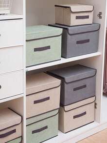 Collapsible Desktop Storage Box With Lid, Multifunctional Wardrobe Drawer Organizer, Suitable For Underwear, Socks, Cosmetics, Clothing And Accessories, Space-Saving Home Storage Bin - Multicolor - View 3