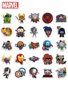Marvel 50张漫威官方授权复仇者联盟Q版贴纸，可爱超级英雄卡哇伊防水乙烯基贴纸，适用于文具DIY - 50pcs - 查看 5